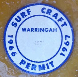 SURFBOARD WARRINGAH SURF CRAFT PERMIT Retro Decal VINYL STICKER MALIBU 